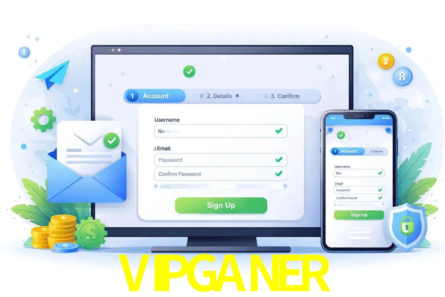 Registro de nuevo usuario y configuración de cuenta VIPGANER