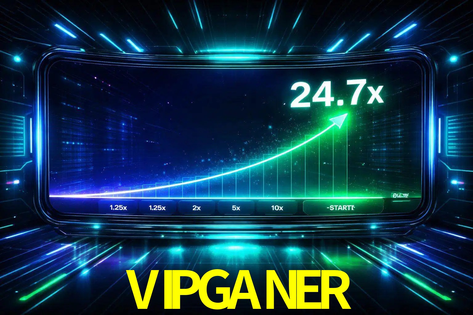 Una pantalla moderna de juego estilo crash con multiplicadores ascendentes, visuales de neón y una interfaz intensa enfocada en la acción.